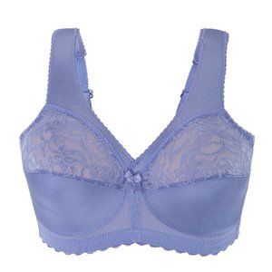 Glamorise 48i MAGIC LIFT Support Bra LACE~CUPS & WIDE~COMFORT~STRAPS Blue NEW